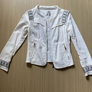 ZARA Trafaluc White Jacket with Aztec trim